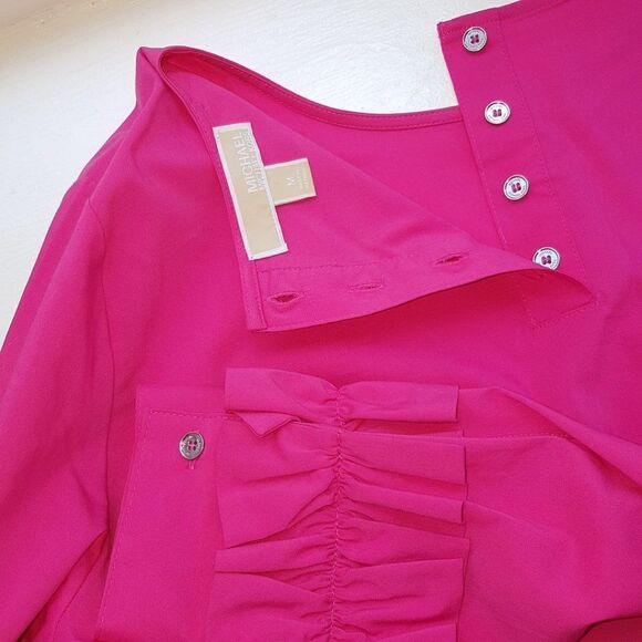 MICHAEL KORS Womens Long  Sleeve Blouse with Double Ruffle Cuffs at Wris… - Picture 12 of 13